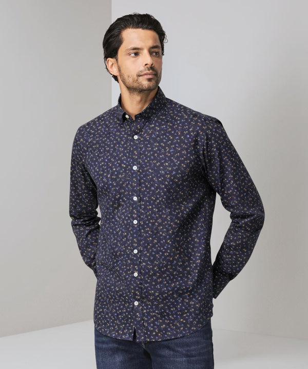 chemise bleu nuit imprimée floral